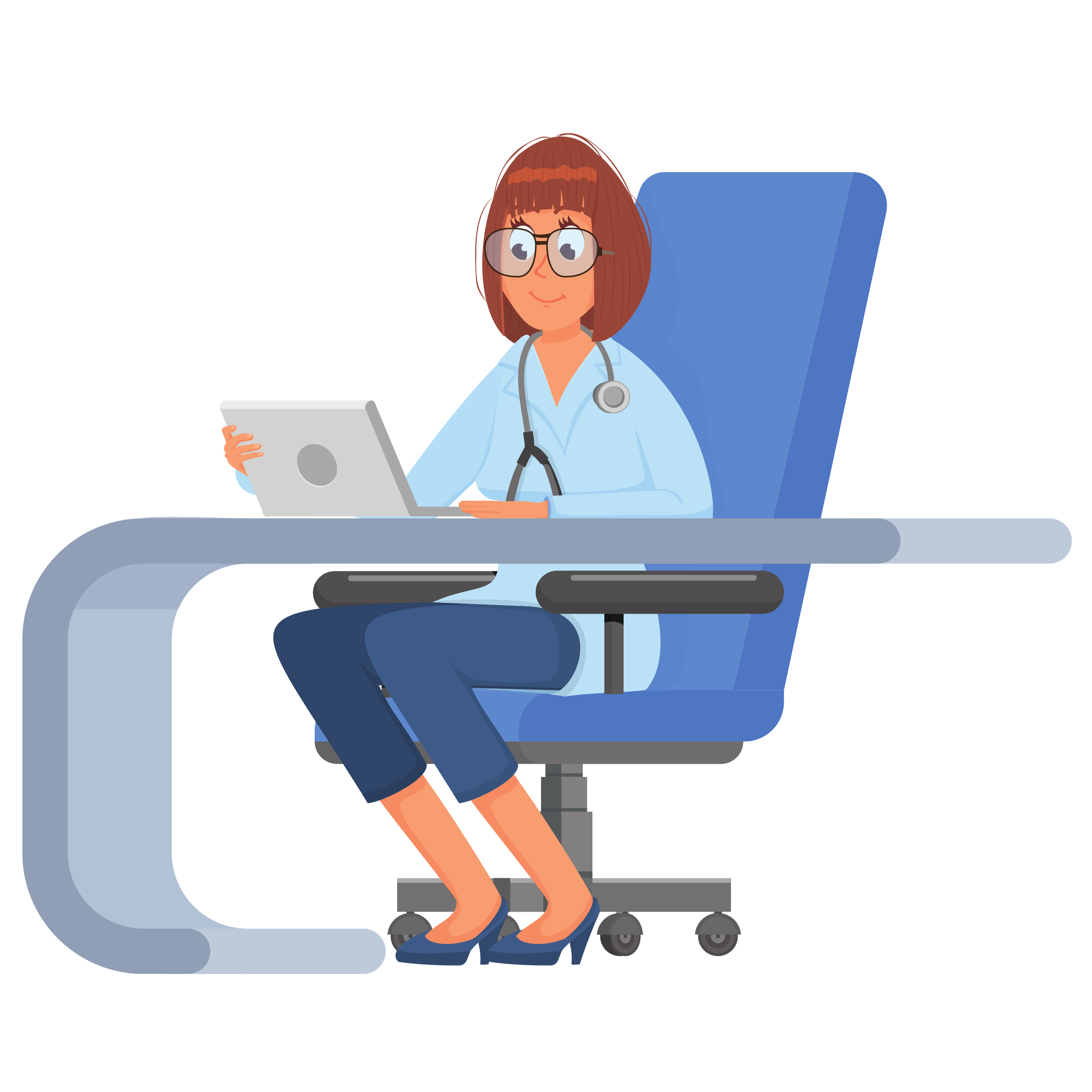 A Clinic Nurse Manager with glasses illustration